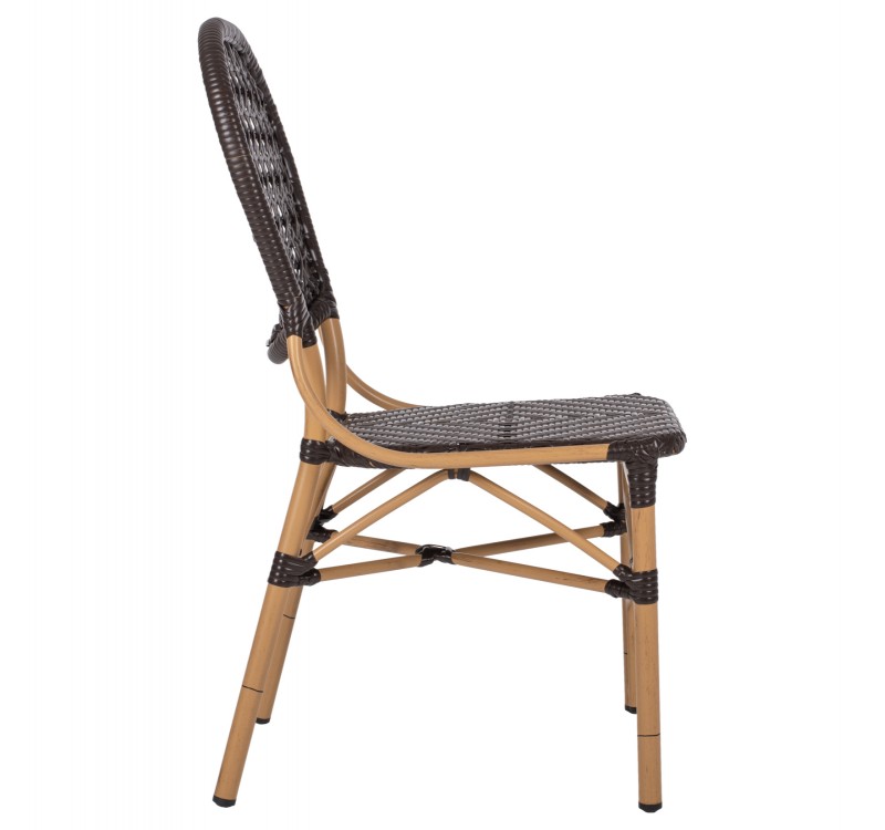 ΚΑΡΕΚΛΑ ΑΛΟΥΜΙΝΙΟΥ BAMBOO LOOK ΜΕ ΚΑΦΕ PE RATTAN HM5925.01 47x58x95Yεκ.