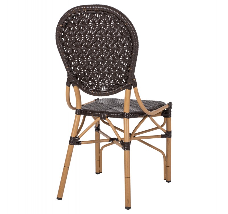 ΚΑΡΕΚΛΑ ΑΛΟΥΜΙΝΙΟΥ BAMBOO LOOK ΜΕ ΚΑΦΕ PE RATTAN HM5925.01 47x58x95Yεκ.