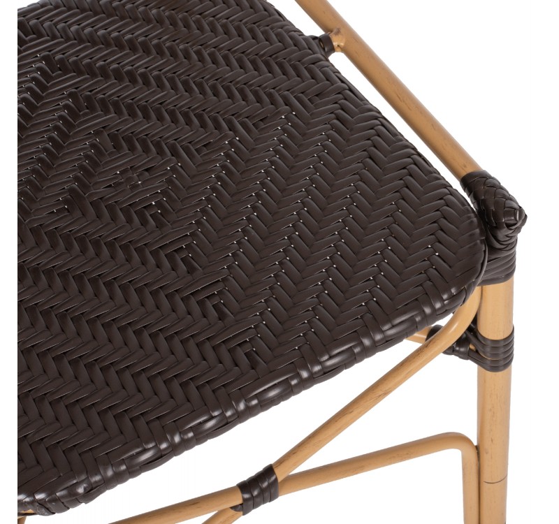 ΚΑΡΕΚΛΑ ΑΛΟΥΜΙΝΙΟΥ BAMBOO LOOK ΜΕ ΚΑΦΕ PE RATTAN HM5925.01 47x58x95Yεκ.