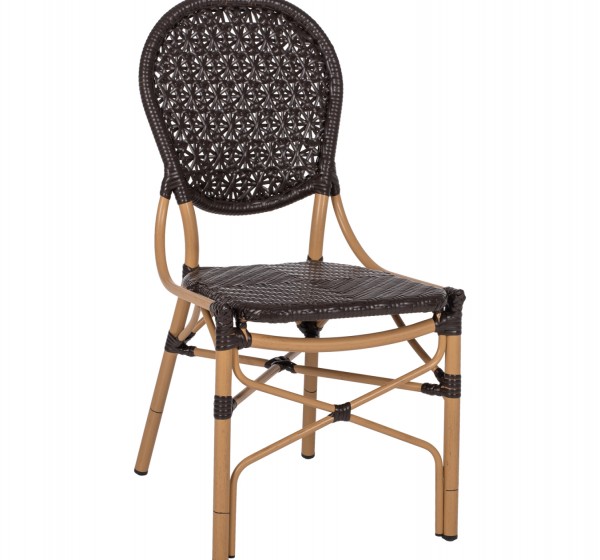 ΚΑΡΕΚΛΑ ΑΛΟΥΜΙΝΙΟΥ BAMBOO LOOK ΜΕ ΚΑΦΕ PE RATTAN HM5925.01 47x58x95Yεκ.