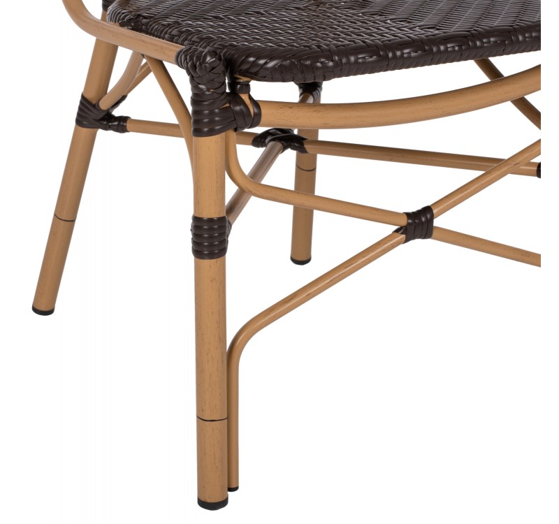 ΚΑΡΕΚΛΑ ΑΛΟΥΜΙΝΙΟΥ BAMBOO LOOK ΜΕ ΚΑΦΕ PE RATTAN HM5925.01 47x58x95Yεκ.