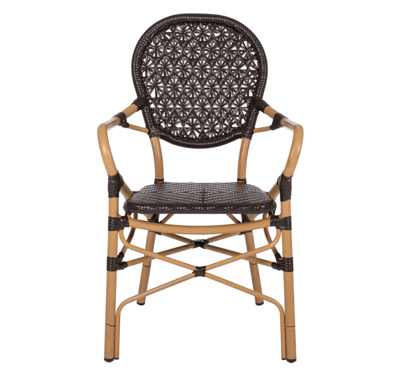 ΠΟΛΥΘΡΟΝΑ ΑΛΟΥΜΙΝΙΟΥ BAMBOO LOOK ΚΑΦΕ ΚΑΙ ΚΑΦΕ PE RATTAN HM5926.01 56x62x95Yεκ.