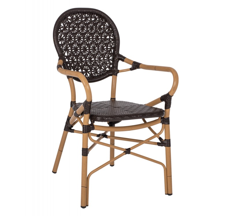 ΠΟΛΥΘΡΟΝΑ ΑΛΟΥΜΙΝΙΟΥ BAMBOO LOOK ΚΑΦΕ ΚΑΙ ΚΑΦΕ PE RATTAN HM5926.01 56x62x95Yεκ.