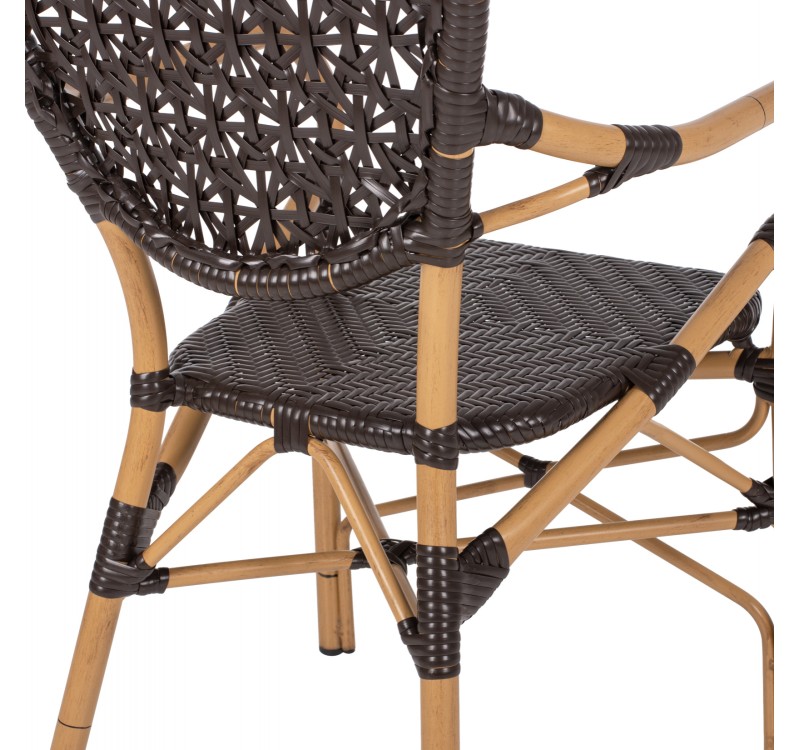 ΠΟΛΥΘΡΟΝΑ ΑΛΟΥΜΙΝΙΟΥ BAMBOO LOOK ΚΑΦΕ ΚΑΙ ΚΑΦΕ PE RATTAN HM5926.01 56x62x95Yεκ.
