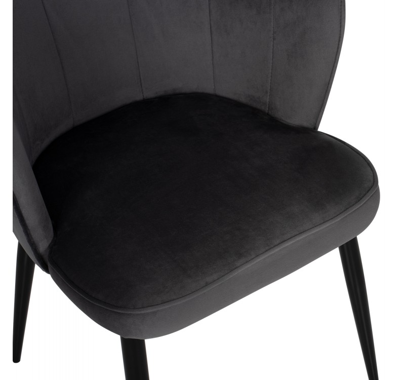 ΚΑΡΕΚΛΑ AVIE ΒΕΛΟΥΔΟ ΓΚΡΙ ΜΕ ΜΕΤΑΛΛΙΚΟ ΣΚΕΛΕΤΟ HM8737.01 48x48x85Y εκ.