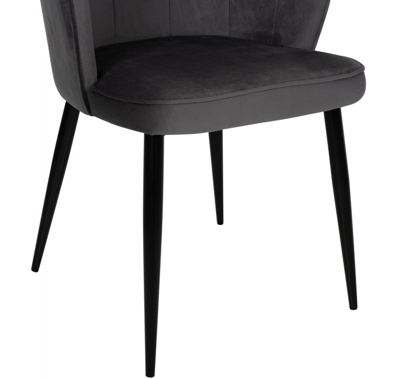 ΚΑΡΕΚΛΑ AVIE ΒΕΛΟΥΔΟ ΓΚΡΙ ΜΕ ΜΕΤΑΛΛΙΚΟ ΣΚΕΛΕΤΟ HM8737.01 48x48x85Y εκ.