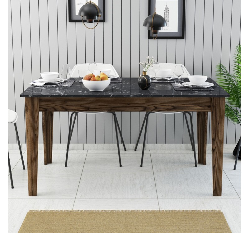 ΤΡΑΠΕΖΙ STANDARD HM9507.05 ΜΕΛΑΜΙΝΗ ΚΑΡΥΔΙ-ΜΑΥΡΟ ΜΑΡΜΑΡΟ ΜΕ ΑΠΟΘ.ΧΩΡΟ 145x88x75Yεκ.