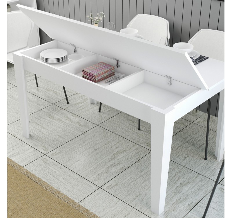 ΤΡΑΠΕΖΙ ΤΡΑΠΕΖΑΡΙΑΣ STANDARD HM9507.06 ΜΕΛΑΜΙΝΗ ΛΕΥΚΗ ΜΕ ΑΠΟΘΗΚ.ΧΩΡΟ 145x88x75Yεκ.