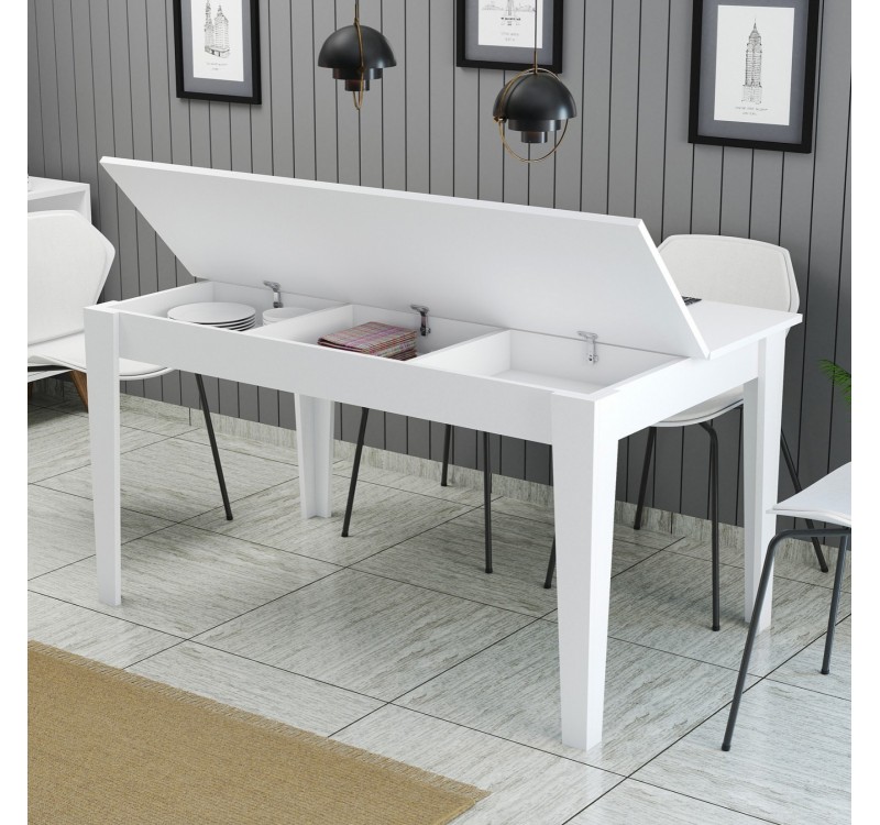 ΤΡΑΠΕΖΙ ΤΡΑΠΕΖΑΡΙΑΣ STANDARD HM9507.06 ΜΕΛΑΜΙΝΗ ΛΕΥΚΗ ΜΕ ΑΠΟΘΗΚ.ΧΩΡΟ 145x88x75Yεκ.