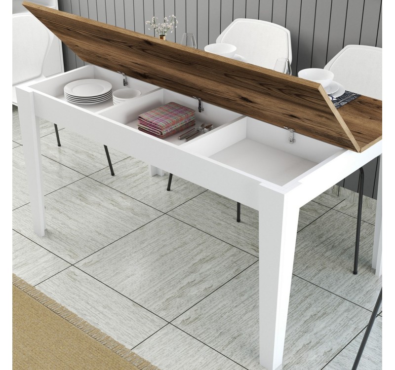 ΤΡΑΠΕΖΙ ΤΡΑΠΕΖΑΡΙΑΣ STANDARD HM9507.07 ΜΕΛΑΜΙΝΗ ΛΕΥΚΗ-ΚΑΡΥΔΙ ΜΕ ΑΠΟΘ.ΧΩΡΟ 145x88x75Yεκ.