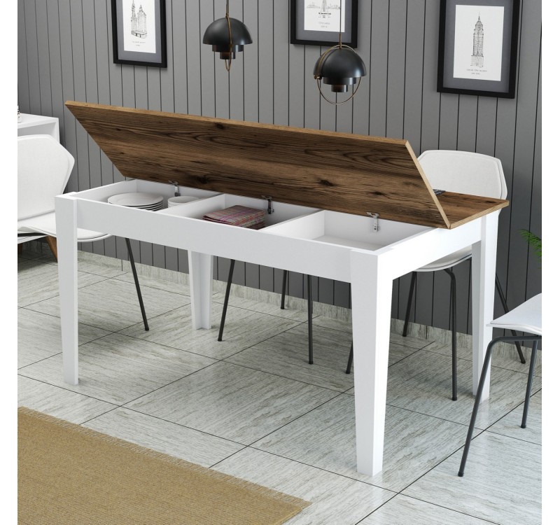 ΤΡΑΠΕΖΙ ΤΡΑΠΕΖΑΡΙΑΣ STANDARD HM9507.07 ΜΕΛΑΜΙΝΗ ΛΕΥΚΗ-ΚΑΡΥΔΙ ΜΕ ΑΠΟΘ.ΧΩΡΟ 145x88x75Yεκ.