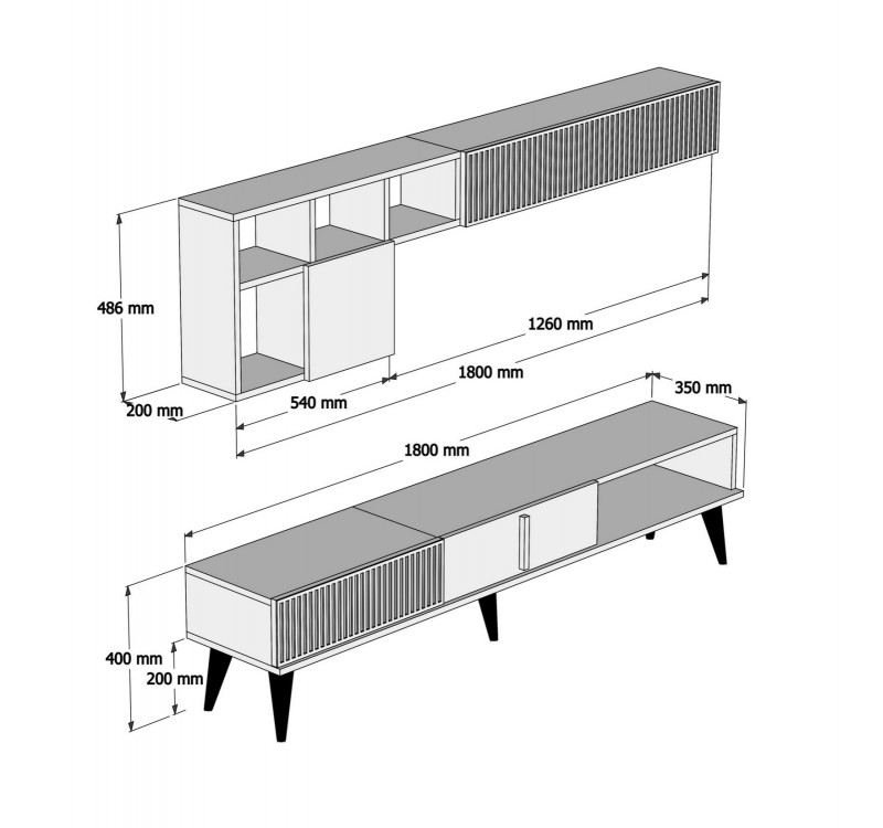 ΣΥΝΘΕΣΗ ΤΗΛΕΟΡΑΣΗΣ HM9438.03 ΜΕΛΑΜΙΝΗ ΣΕ ΚΑΡΥΔΙ-ΜΑΥΡΟ ΜΑΡΜΑΡΟ 180x35x40Υεκ.