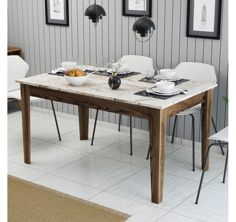 ΤΡΑΠΕΖΙ STANDARD HM9507.03 ΜΕΛΑΜΙΝΗ ΚΑΡΥΔΙ-ΛΕΥΚΟ ΜΑΡΜΑΡΟ ΜΕ ΑΠΟΘ.ΧΩΡΟ 145x88x75Yεκ.