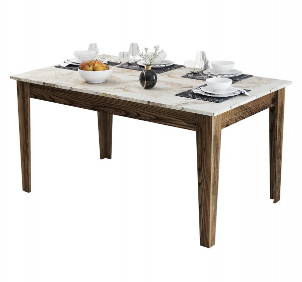 ΤΡΑΠΕΖΙ STANDARD HM9507.03 ΜΕΛΑΜΙΝΗ ΚΑΡΥΔΙ-ΛΕΥΚΟ ΜΑΡΜΑΡΟ ΜΕ ΑΠΟΘ.ΧΩΡΟ 145x88x75Yεκ.