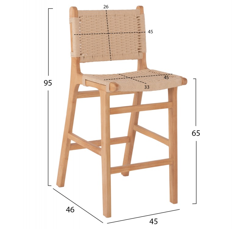 ΣΚΑΜΠΟ ΜΕΣΑΙΟΥ ΥΨΟΥΣ HM9332.01 RUBBERWOOD & ΣΧΟΙΝΙ- ΦΥΣΙΚΟ ΧΡΩΜΑ 45x46x95Υεκ.