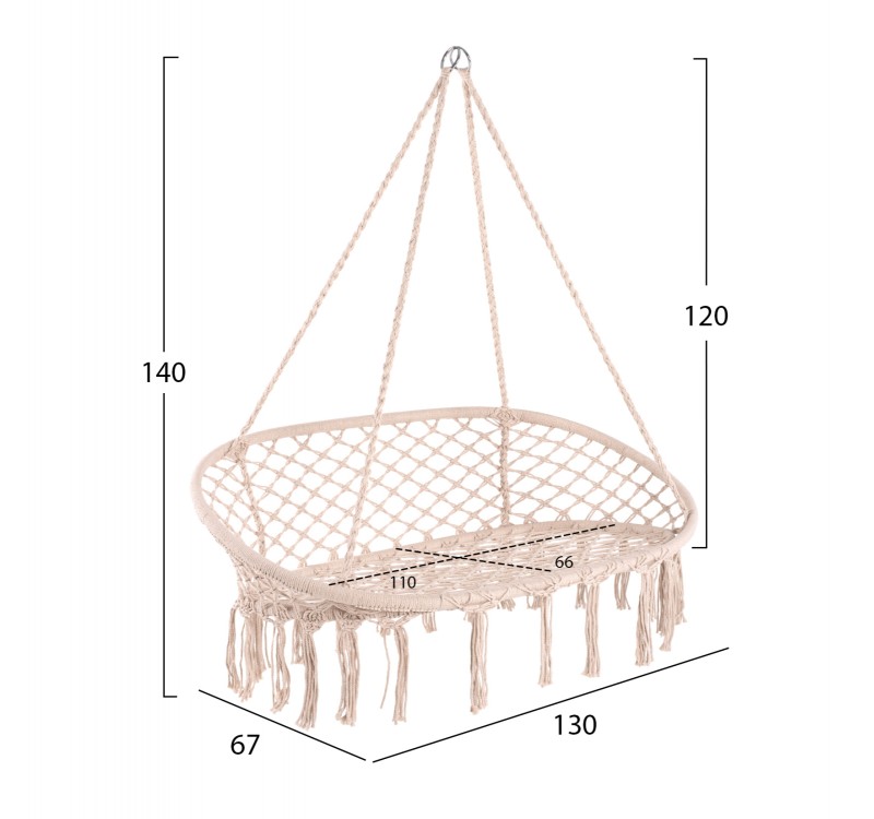 ΚΡΕΜΑΣΤΗ 2ΘΕΣΙΑ ΦΩΛΙΑ ΜΑΚΡΑΜΕ NEENA ΣΕ ΜΠΕΖ ΧΡΩΜΑ HM5769 130x67x120-140Yεκ.