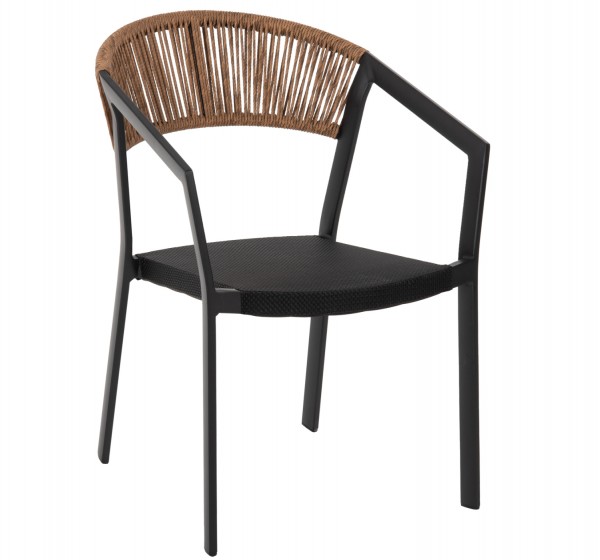 ΠΟΛΥΘΡΟΝΑ ΑΛΟΥΜΙΝΙΟΥ MIRI HM5891.05 ΜΑΥΡΟΣ ΣΚΕΛΕΤΟΣ&TEXTLINE-ΜΠΕΖ RATTAN 57,5x59x81,5Yεκ.