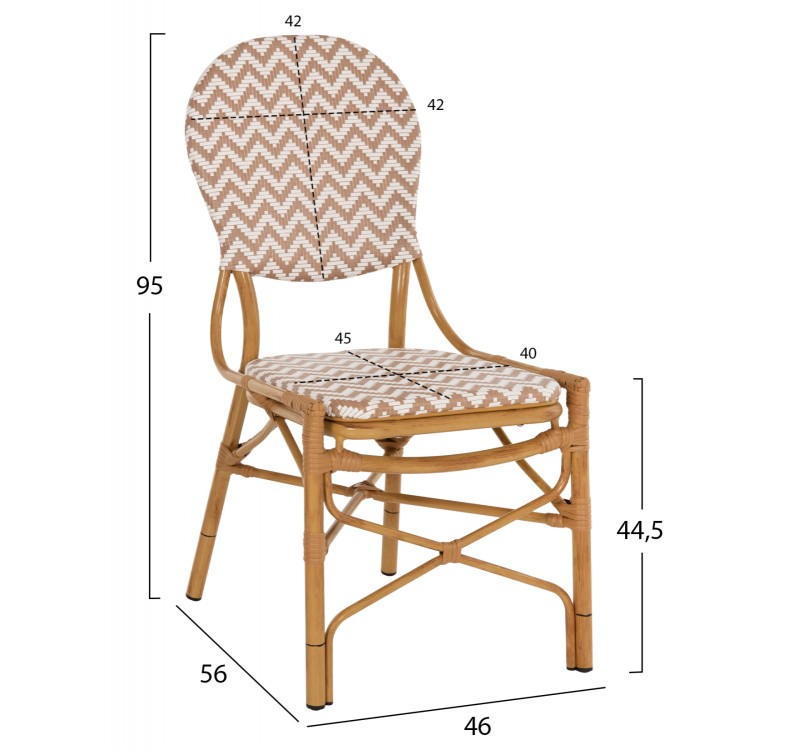 ΚΑΡΕΚΛΑ ΑΛΟΥΜΙΝΙΟΥ BAMBOO LOOK ΦΥΣΙΚΟ - ΛΕΥΚΟ HM5927.03 46x56x95Yεκ.