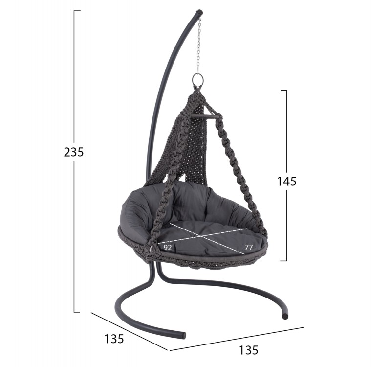 ΚΡΕΜΑΣΤΗ ΦΩΛΙΑ AUGUST ΜΑΚΡΑΜΕ-ΜΕΤΑΛΛΟ ΑΝΘΡΑΚΙ HM5922.10 123x113x145Υεκ.