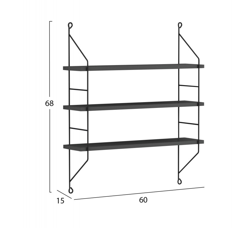 ΡΑΦΙΕΡΑ ΤΟΙΧΟΥ ACHALA ΜΕΛΑΜΙΝΗΣ HM9185.20 ΓΚΡΙ 60x15x68Y εκ.