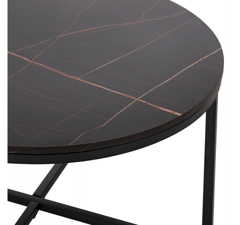 ΤΡΑΠΕΖΙ ΣΑΛΟΝΙΟΥ HM9420.03 BLACK MARBLE ΜΕΛΑΜΙΝΗ-ΜΑΥΡΗ ΜΕΤΑΛΛΙΚΗ ΒΑΣΗ Φ80x48,5Yεκ.