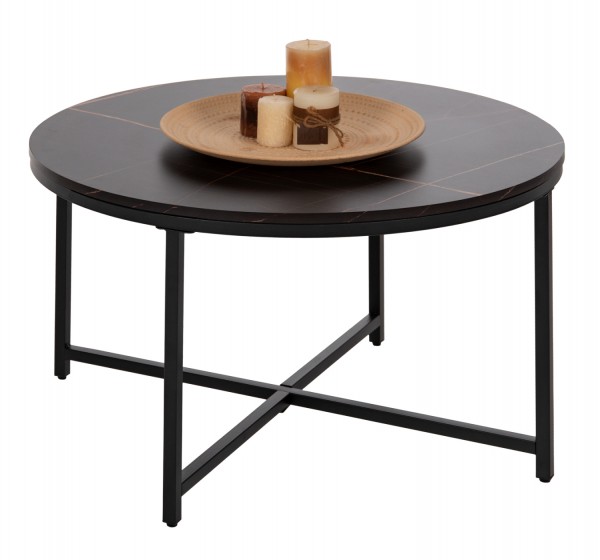 ΤΡΑΠΕΖΙ ΣΑΛΟΝΙΟΥ HM9420.03 BLACK MARBLE ΜΕΛΑΜΙΝΗ-ΜΑΥΡΗ ΜΕΤΑΛΛΙΚΗ ΒΑΣΗ Φ80x48,5Yεκ.