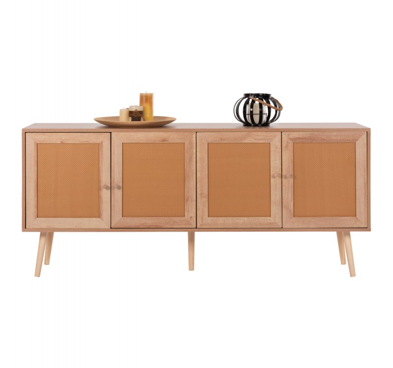 ΜΠΟΥΦΕΣ COLM HM9440.11 ΜΕΛΑΜΙΝΗΣ & ΣΥΝΘΕΤΙΚΟ RATTAN ΣΤΙΣ 4 ΠΟΡΤΕΣ 160x39,5x71Yεκ.