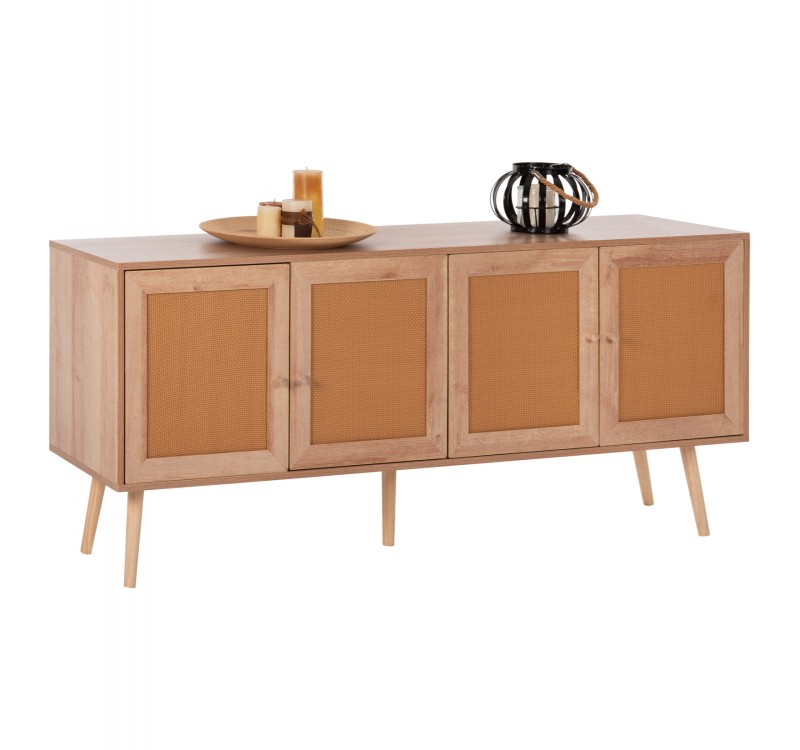 ΜΠΟΥΦΕΣ COLM HM9440.11 ΜΕΛΑΜΙΝΗΣ & ΣΥΝΘΕΤΙΚΟ RATTAN ΣΤΙΣ 4 ΠΟΡΤΕΣ 160x39,5x71Yεκ.