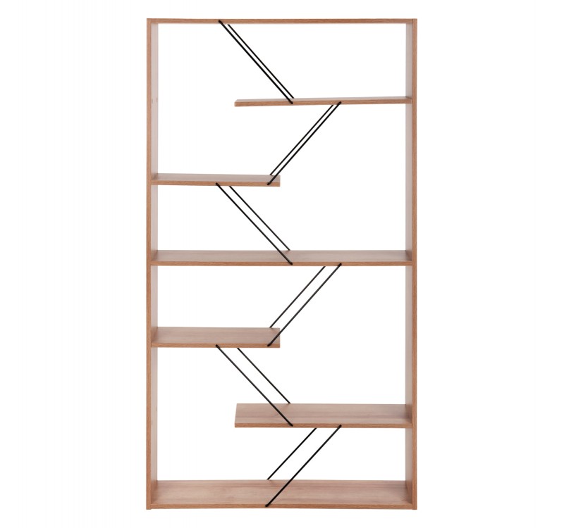 ΒΙΒΛΙΟΘΗΚΗ TARS HM2240.14 ΦΥΣΙΚΟ ΟΑΚ ΜΕΛΑΜΙΝΗ-ΜΑΥΡΕΣ ΜΕΤΑΛΛΙΚΕΣ ΒΕΡΓΕΣ 84x24x157Υεκ.