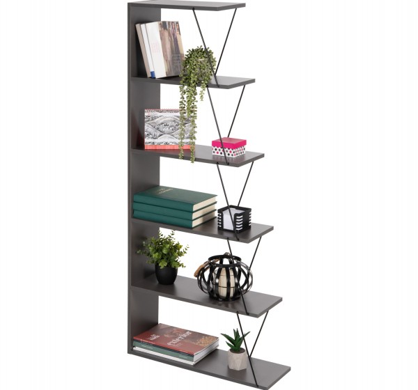 ΒΙΒΛΙΟΘΗΚΗ ΜΙΝΙ TARS HM2241.20 ΓΚΡΙ ΜΕΛΑΜΙΝΗ-ΜΑΥΡΕΣ ΜΕΤΑΛ. ΒΕΡΓΕΣ 65x22-24x146Υεκ.