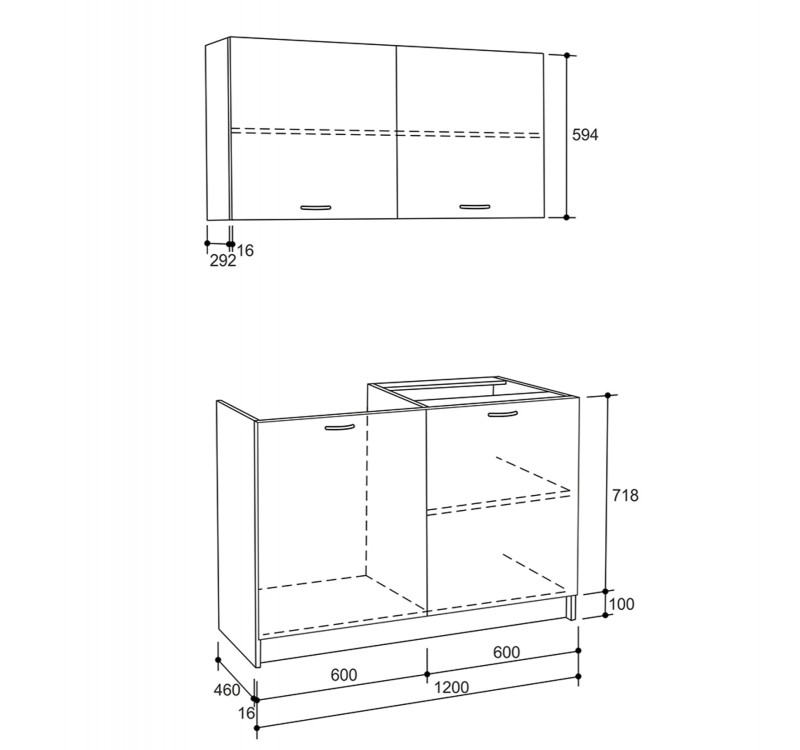 ΣΥΝΘΕΣΗ ΚΟΥΖΙΝΑΣ BLAINE ΜΕΛΑΜΙΝΗ ΓΚΡΙ HM2439.10 120x46-29,2εκ.