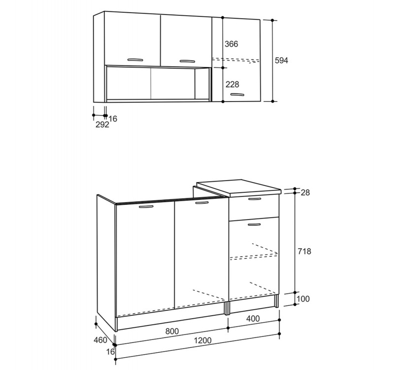 ΣΥΝΘΕΣΗ ΚΟΥΖΙΝΑΣ JADIEL ΜΕΛΑΜΙΝΗ ΓΚΡΙ ΜΕ ΠΑΓΚΟ ΛΕΥΚΟ HM2440.10 120x46-29,2 εκ.