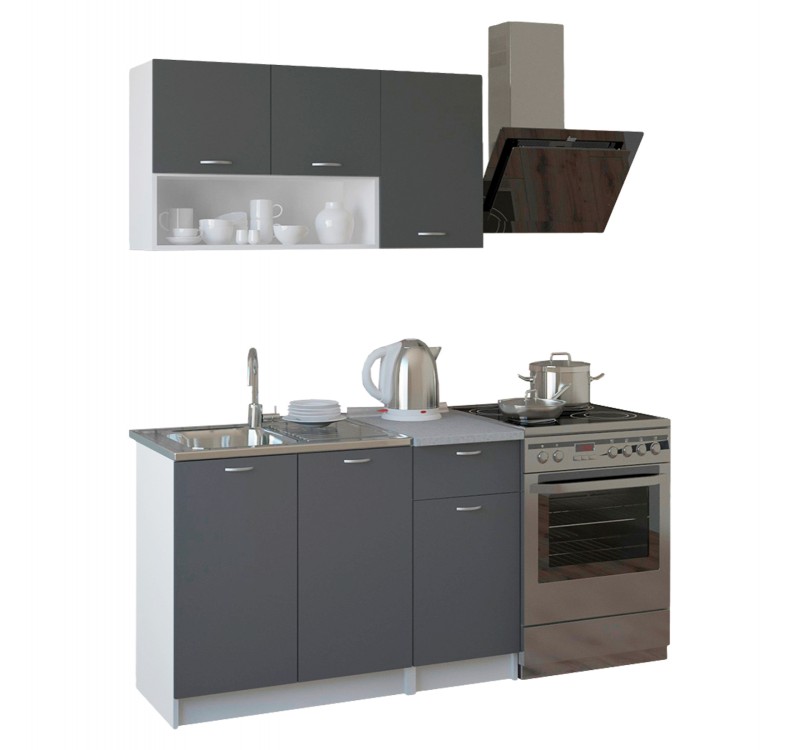 ΣΥΝΘΕΣΗ ΚΟΥΖΙΝΑΣ JADIEL ΜΕΛΑΜΙΝΗ ΓΚΡΙ ΜΕ ΠΑΓΚΟ ΛΕΥΚΟ HM2440.10 120x46-29,2 εκ.