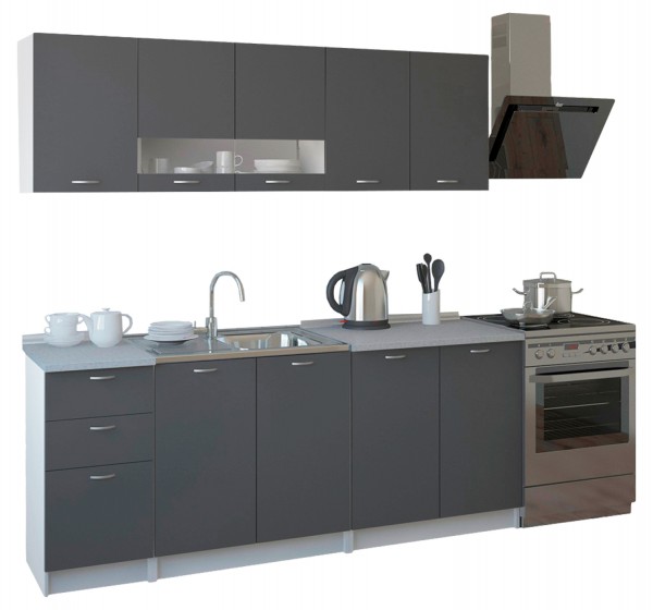 ΣΥΝΘΕΣΗ ΚΟΥΖΙΝΑΣ BENTLEE ΜΕΛΑΜΙΝΗ ΓΚΡΙ ΜΕ ΠΑΓΚΟ ΛΕΥΚΟ HM2443.10 200x46-29,2εκ.