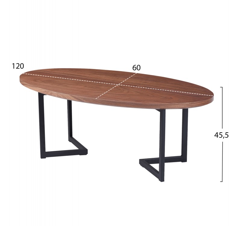 ΤΡΑΠΕΖΙ ΣΑΛΟΝΙΟΥ HM9468.02 MDF ME ΚΑΠΛΑΜΑ ΑΠΟ ΞΥΛΟ ΦΡΑΞΟΥ 120x60x45,5Yεκ.