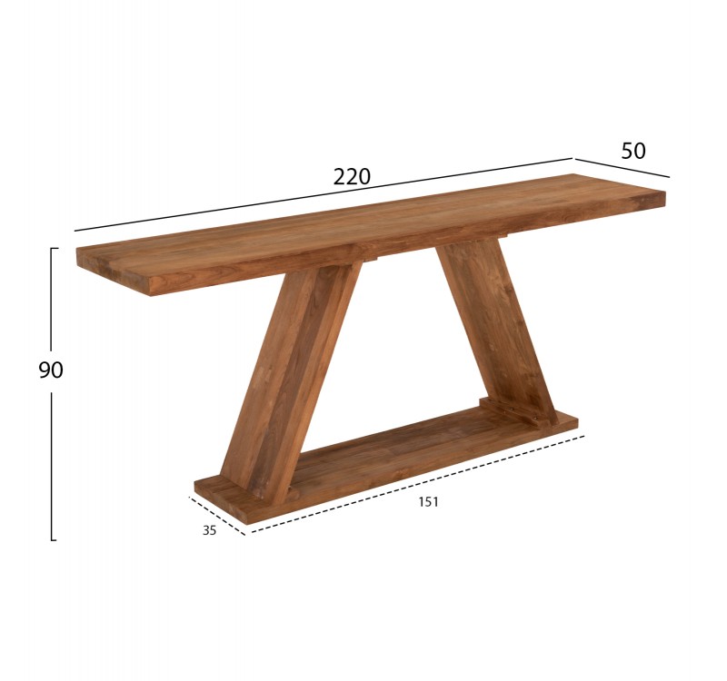 ΚΟΝΣΟΛΑ ΑΠΟ ΞΥΛΟ ΤΕΑΚ ΦΥΣΙΚΟ ΧΡΩΜΑ HM9555 220x50x90Υεκ.
