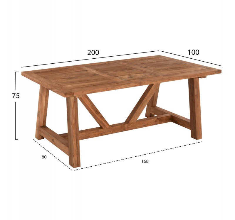ΤΡΑΠΕΖΙ ΤΡΑΠΕΖΑΡΙΑΣ HM7922 PLUTON RECYCLED TEAK ΣΕ ΦΥΣΙΚΟ ΧΡΩΜΑ 200X100X75Yεκ.