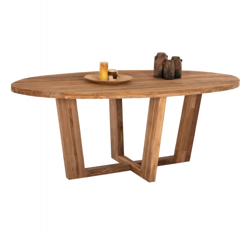 ΤΡΑΠΕΖΙ ΤΡΑΠΕΖΑΡΙΑΣ CARIB ΟΒΑΛ HM9558 ΑΠΟ ΞΥΛΟ RECYCLED ΤΕΑΚ 209x109x80Yεκ.