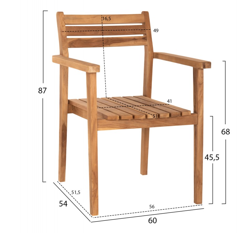 ΠΟΛΥΘΡΟΝΑ ERIETTA ΞΥΛΟ TEAK ΣΤΟΙΒΑΖΟΜΕΝΗ HM9534 ΣΕ ΦΥΣΙΚΟ ΧΡΩΜΑ 60x54x87Y εκ.