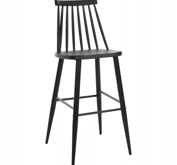 ΣΚΑΜΠΟ ΜΠΑΡ ΨΗΛΟ VANESSA HM8459.12 ΜΑΥΡΟ PP & ΜΑΥΡΑ ΜΕΤΑΛ.ΠΟΔΙΑ 47x48,5x107Υεκ.