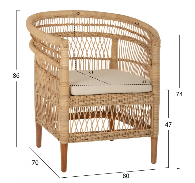 ΠΟΛΥΘΡΟΝΑ MALAWI HM9635.04 ΞΥΛΟ ΜΑΟΝΙ ΕΠΕΝΔΥΣΗ RATTAN ΛΕΥΚΟ ΜΑΞΙΛΑΡΙ ΚΑΘΙΣΜΑΤΟΣ 80x70x86Υεκ.
