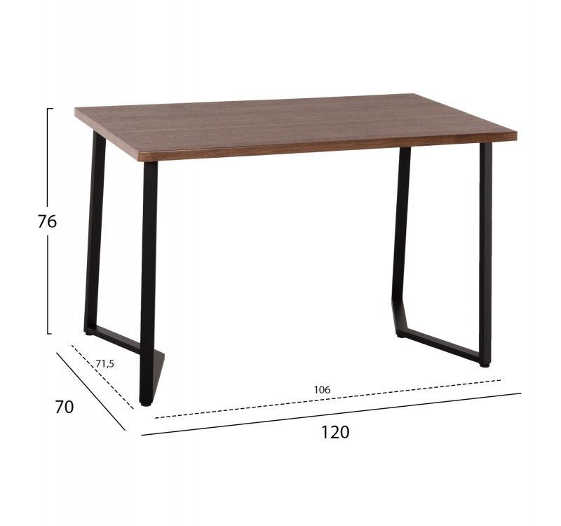 ΤΡΑΠΕΖΙ ΤΡΑΠΕΖΑΡΙΑΣ JAY HM9531 MDF ΚΑΡΥΔΙ-ΜΑΥΡA ΜΕΤΑΛΛΙΚΑ ΠΟΔΙΑ 120x70x76Υεκ.