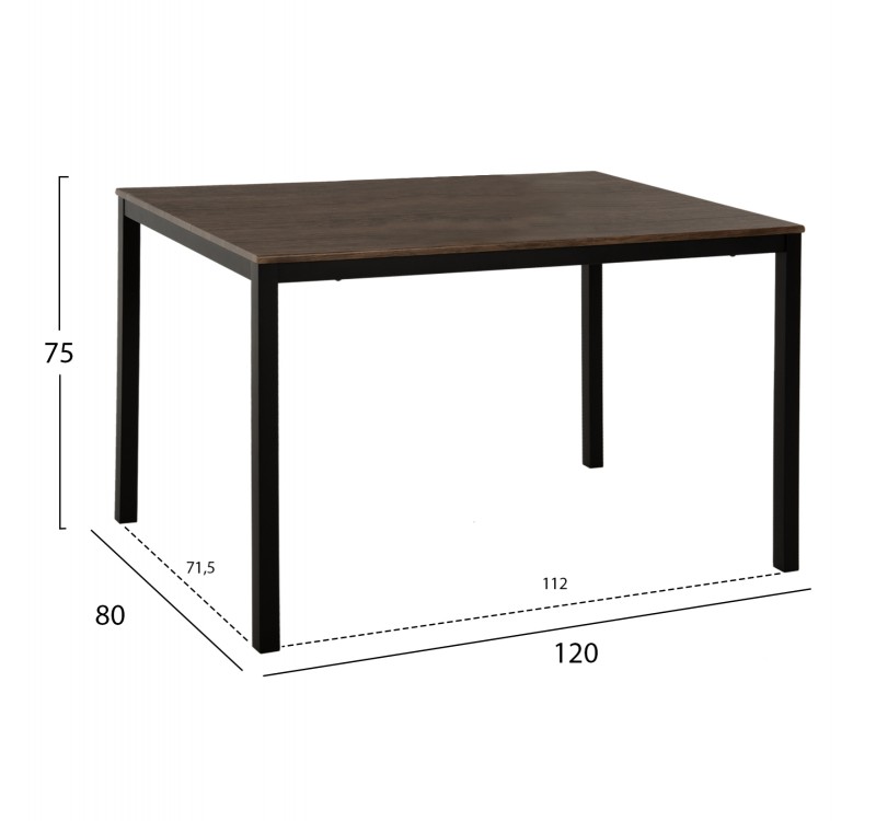 ΣΕΤ ΤΡΑΠΕΖΑΡΙΑΣ GOOSE 5ΤΜΧ HM9530.01 MDF ΚΑΡΥΔΙ-ΜΕΤΑΛΛΟ ΜΑΥΡΟ 120x80x75Yεκ.
