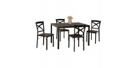 ΣΕΤ ΤΡΑΠΕΖΑΡΙΑΣ GOOSE 5ΤΜΧ HM9530.01 MDF ΚΑΡΥΔΙ-ΜΕΤΑΛΛΟ ΜΑΥΡΟ 120x80x75Yεκ.