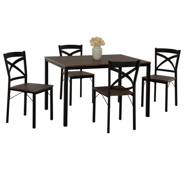 ΣΕΤ ΤΡΑΠΕΖΑΡΙΑΣ GOOSE 5ΤΜΧ HM9530.01 MDF ΚΑΡΥΔΙ-ΜΕΤΑΛΛΟ ΜΑΥΡΟ 120x80x75Yεκ.