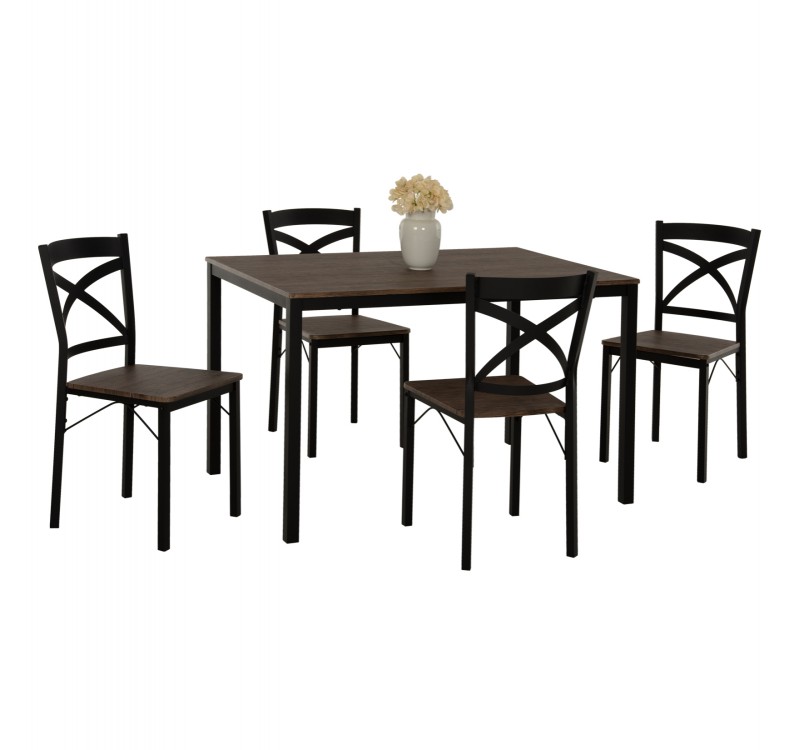 ΣΕΤ ΤΡΑΠΕΖΑΡΙΑΣ GOOSE 5ΤΜΧ HM9530.01 MDF ΚΑΡΥΔΙ-ΜΕΤΑΛΛΟ ΜΑΥΡΟ 120x80x75Yεκ.