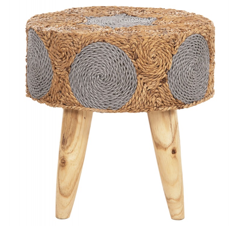 ΣΚΑΜΠΟ BEAM HM7826 ΞΥΛΟ ΤΕΑΚ ΚΑΙ SEAGRASS ΣΕ ΦΥΣΙΚΟ & ΓΚΡΙ Φ43x45Yεκ.