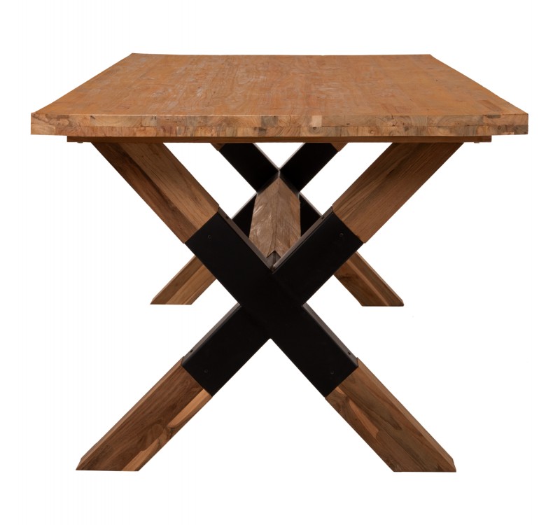 ΤΡΑΠΕΖΙ ΤΡΑΠΕΖΑΡΙΑΣ KATTE HM9557 ΜΑΣΙΦ ΞΥΛΟ ΤΕΑΚ-ΧΙΑΣΤΙ ΠΟΔΙΑ ΜΕ ΜΕΤΑΛΛΟ 250x100x78Υεκ.