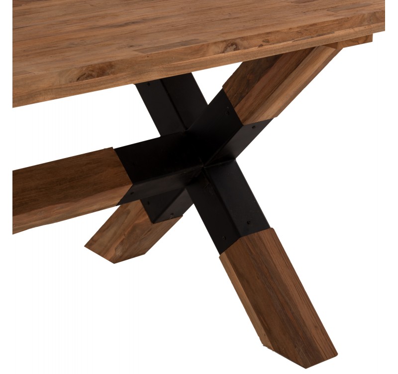 ΤΡΑΠΕΖΙ ΤΡΑΠΕΖΑΡΙΑΣ KATTE HM9557 ΜΑΣΙΦ ΞΥΛΟ ΤΕΑΚ-ΧΙΑΣΤΙ ΠΟΔΙΑ ΜΕ ΜΕΤΑΛΛΟ 250x100x78Υεκ.