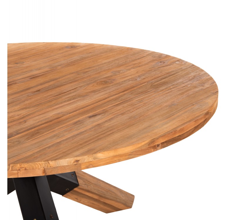 ΤΡΑΠΕΖΙ ΤΡΑΠΕΖΑΡΙΑΣ ΣΤΡΟΓΓΥΛΟ KATTE HM9559 ΞΥΛΟ ΤΕΑΚ-ΧΙΑΣΤΙ ΠΟΔΙΑ ΜΕ ΜΕΤΑΛΛΟ Φ150x78Υεκ.